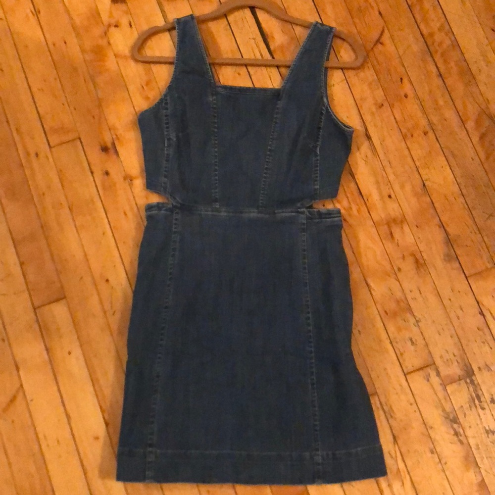 Madewell stretch denim dress w cut out sides